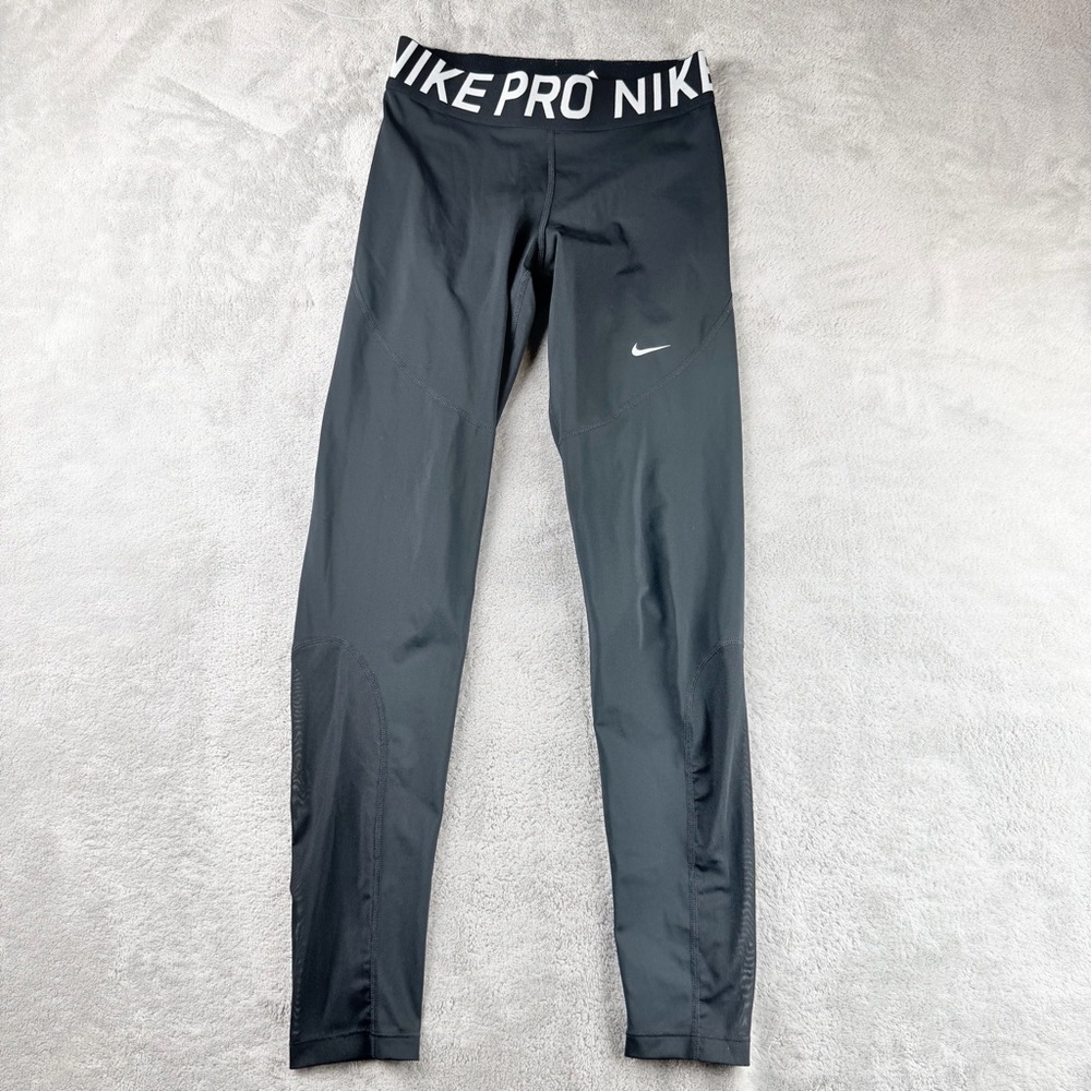 Nike Pro Tights Black Mesh Panel Dri-Fit Training Pants Women’s M